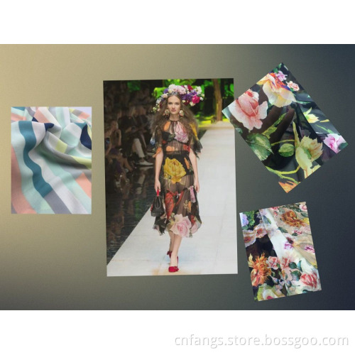 Colorful 100% Polyester Printed Girls Dresses Fabric